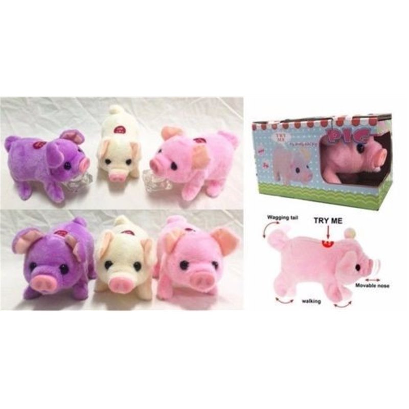 1pc of Walking, Moving, Oinking, Tail Wagging Plush Baby Mini Pig Piggy in Random Color