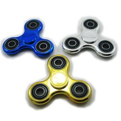 ABS Plastic Hand Fidget Tri-Spinner Focus Toy with BEARINGS in Random CHROME METASLLIC COLOR