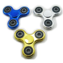 ABS Plastic Hand Fidget Tri-Spinner Focus Toy with BEARINGS in Random CHROME METASLLIC COLOR