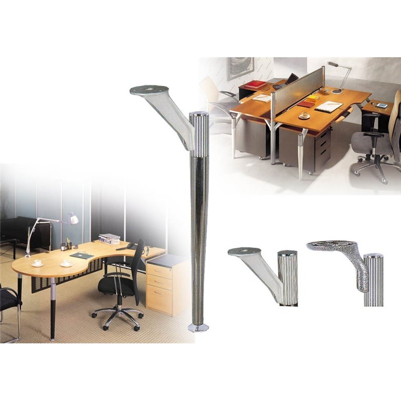 Gun Black and Aluminium Top Table Leg