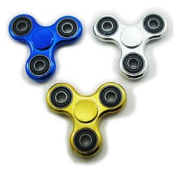 ABS Plastic Hand Fidget Tri-Spinner Focus Toy with BEARINGS in Random CHROME METASLLIC COLOR