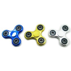 ABS Plastic Hand Fidget Tri-Spinner Focus Toy with BEARINGS in Random CHROME METASLLIC COLOR