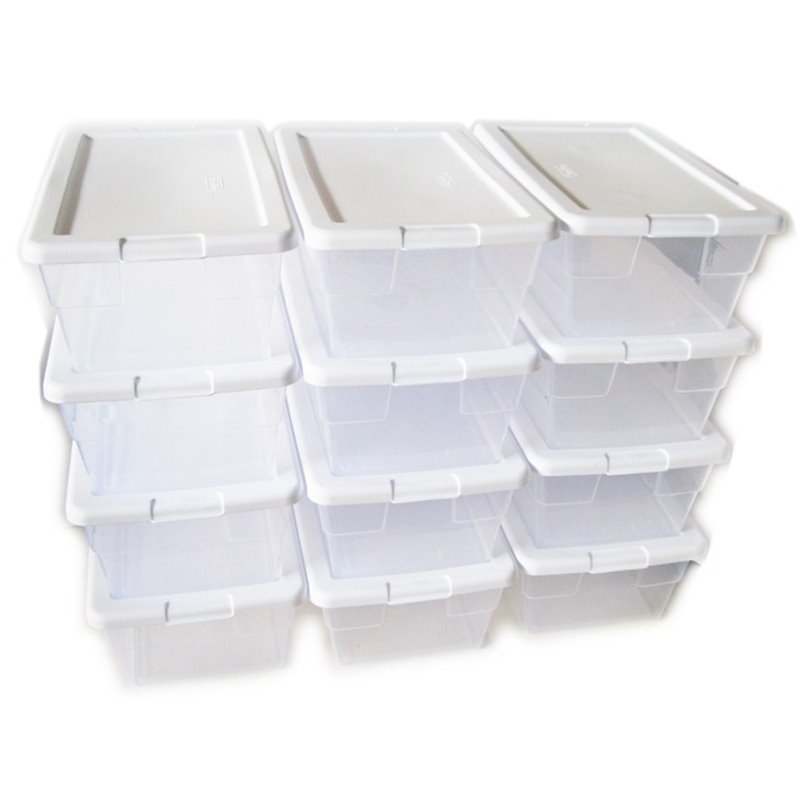 12/PK Sterilite 6 Quart storage Organized cases Shoe boxes