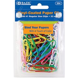 BAZIC No.1 Regular (33mm) Color Paper Clips (200/Pack)