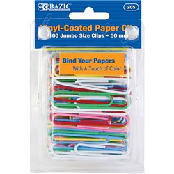 BAZIC Jumbo (50mm) Color Paper Clips (100/Pack)