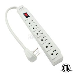 1.5ft 6 Outlet Power Electrical Wall Plug Socket Surge Protector Strip Switch Adapter