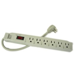 1.5ft 6 Outlet Power Electrical Wall Plug Socket Surge Protector Strip Switch Adapter