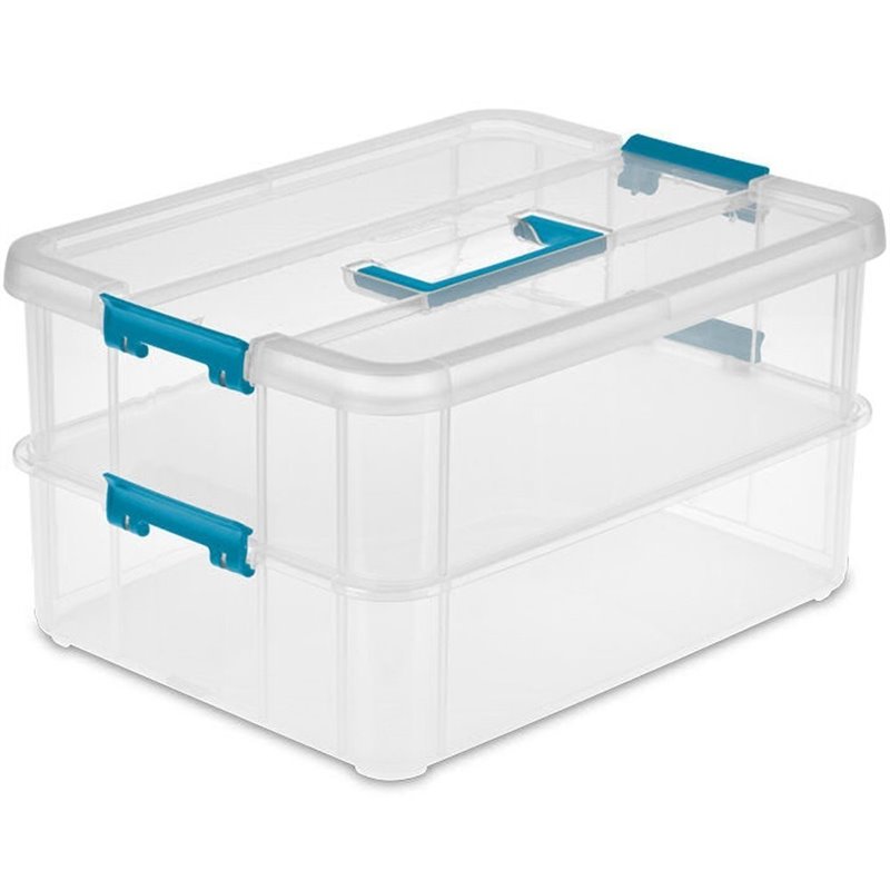 Sterilite 14228604 Stack & Carry 2 Layer Handle Box