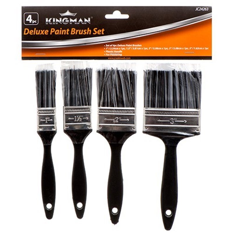 4/pk PAINT BRUSH SET 1" TO 3" Assorted szie W/ PLASTIC HANDLE