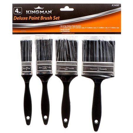 4/pk PAINT BRUSH SET 1" TO 3" Assorted szie W/ PLASTIC HANDLE