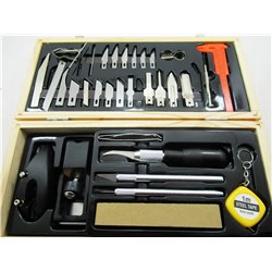 38pc Hobby cutting blade set 3 All-metal Handles 18 Assorted Blades  in Wooden Box