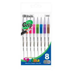 BAZIC 8 Color Prima Stick Pen w/Cushion Grip