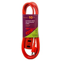 ELECTRIC EXTENSION CORD 10FT UL OUTDOOR W/3 OUTLETS & 16 GUAGE CABLE