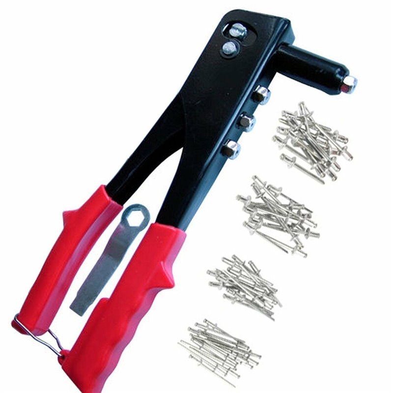 Hand Rivet Gun with 4 Rivet Nozzles and 36 Rivets Tool Kits