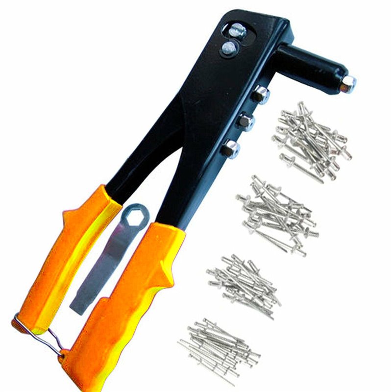 Hand Rivet Gun with 4 Rivet Nozzles and 36 Rivets Tool Kits