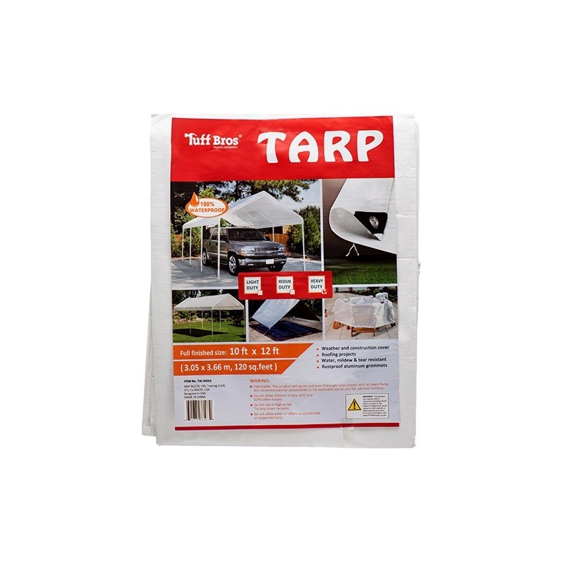10x12 ft Heavy Duty White Tarp Tarpaulin Poly Camping Ground Sheet w/ Grommets