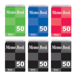 BAZIC 50 Ct. 3" X 5" Top Bound Spiral Memo Books (4/Pack)
