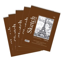 HnF Shop 5 Pcs 50 Sheets 6" X 8" Top Bound Spiral Premium Quality Sketch Book Paper Pad