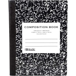 100 college-ruled sheets (200 pages), Black Marble composition notebook, sewn binding, 9.75 x 7.5 in