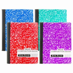 100 wide-ruled sheets (200 pages), Assorted Marble composition notebook, sewn binding, 9.75 x 7.5 in