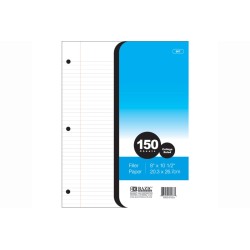 BAZIC Products Filler Paper Loose Leaf Papers 150 Sheet, College Ruled 3 Hole Punched for Ring Binders, for Office School Studen