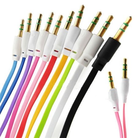 1pc of 3ft Stereo Audio AUX AUXILIARY Flat Noodle Cord Cable Wire Assorted color in Random