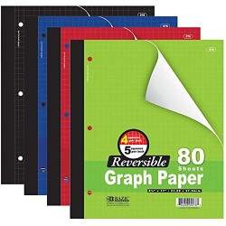 HnFshop 4/pk 80 Ct. 8.5" X 11" Reversible 4"/5" Quad Ruled Notebook in Assorted Color