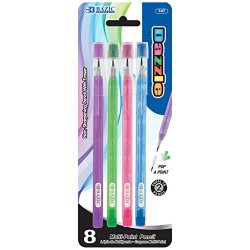 Stacked-tip no-sharpen pencils, dazzle designs, school, tests, notes, pop-a-point system