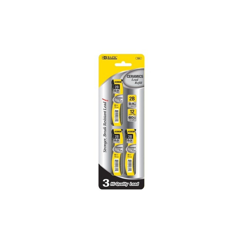 B BAZIC PRODUCTS 12 ct. 0.9 mm Ceramics Mechanical Pencil Leads (3/Pack) (791)