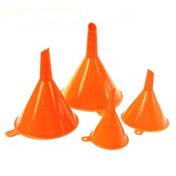 Plastic Funnel Set 4pcs 4-Sizes Wide-Mouth Bright Orange for Car Oil / Gas / Fluids