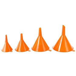 Plastic Funnel Set 4pcs 4-Sizes Wide-Mouth Bright Orange for Car Oil / Gas / Fluids