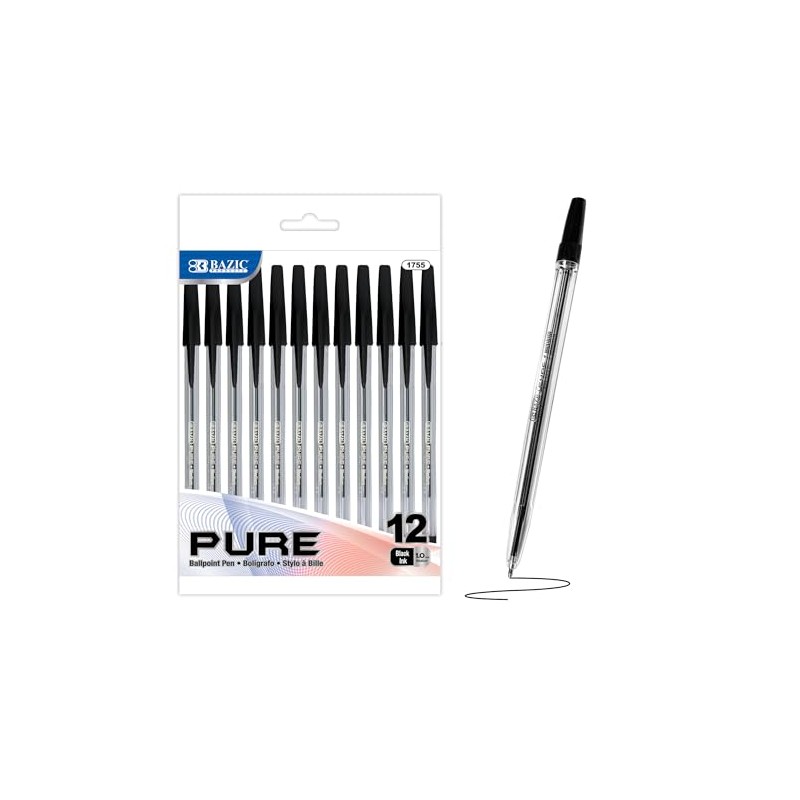 BAZIC Pure Blue Stick Pen (12/Pack)