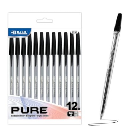 BAZIC Pure Blue Stick Pen (12/Pack)