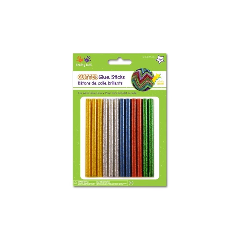 Krafty Kids 4" Assorted Glitter Glue Sticks for Mini Glue Gun