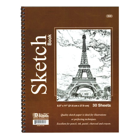 30-sheet spiral sketch book, smooth drawing paper for sketching, shading