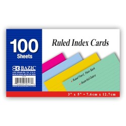 fully colored ruled index cards in assorted colors, Whole card is colored, Ruled front, plain back