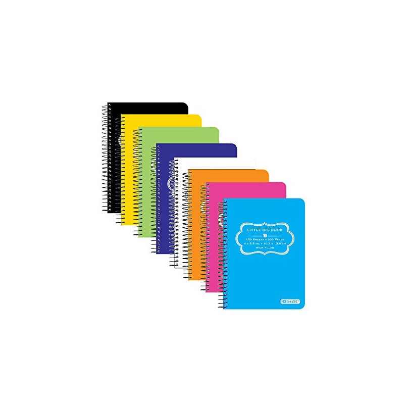 BAZIC 150 Ct. 4" X 5.5" Poly Cover Spiral Fat Book (5460)