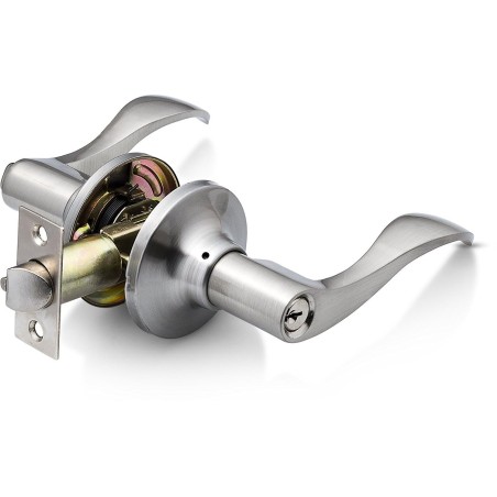 Tuff Bros Entry Door Lever Handle Lock, Privacy Function, (Stainless Steel)