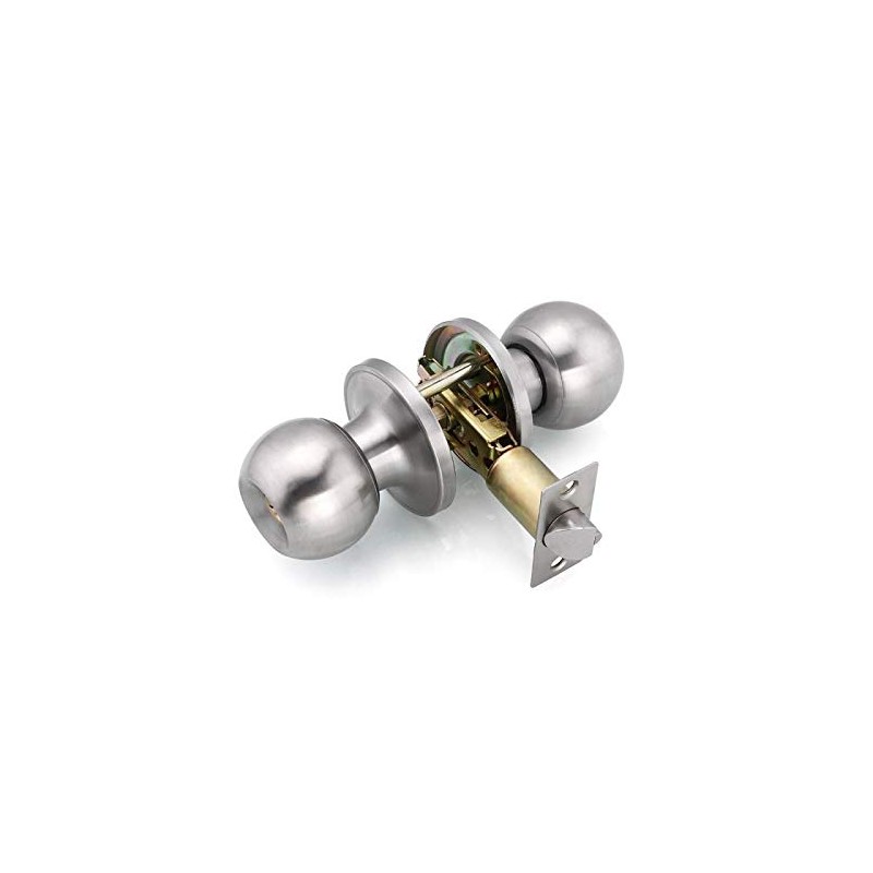 HnF shop - Stainless Steel Entry Door Knobs Lock Passage Lockset Privacy Brushed Nickel for Home Office Bedroom Bathroom