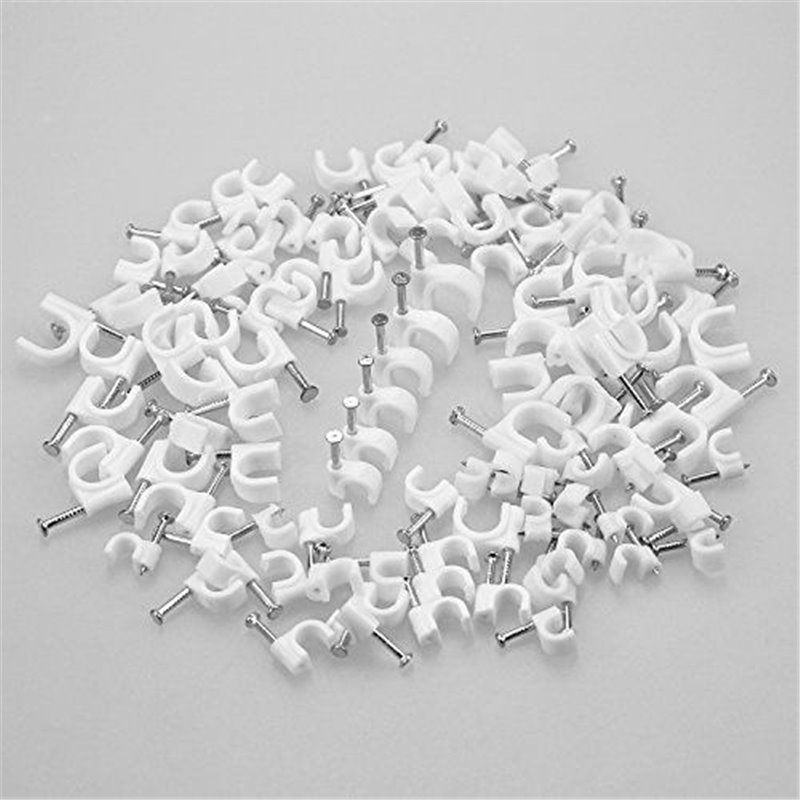 100/pk White Nail in Ethernet Cable Nails Clips for Cable Wires Organizer