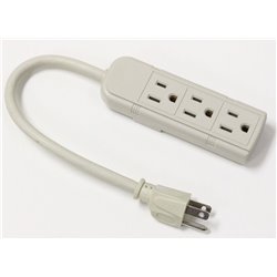 High Quality 3 Outlet Grounded Power Strip w/ 1 Ft Grounded Power Cord