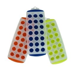 Ice Cube Trays with Flexible Silicone Bottom Easy Push Pop Out Round