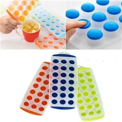 Ice Cube Trays with Flexible Silicone Bottom Easy Push Pop Out Round