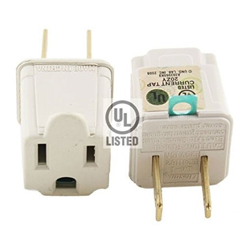 2pcs/apck Ground Adapter Connects a 2 Wire to a 3 Wire Ground Power Outlet Convertor wall tap