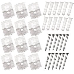 1/4" inch Heavy Duty 25 Pound Crystal Clear Plastic Mirror Holder Clips, Pack of 12 Pieces