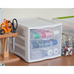 Sterilite White Plastic Frame 3 LAYER Clear View  Mini Drawer Organizer Box Storage