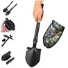 Foldable Military Shovel Mini Portable Emergence Survival Compass Spade Entrenching Tool w/ Nylon Pouch