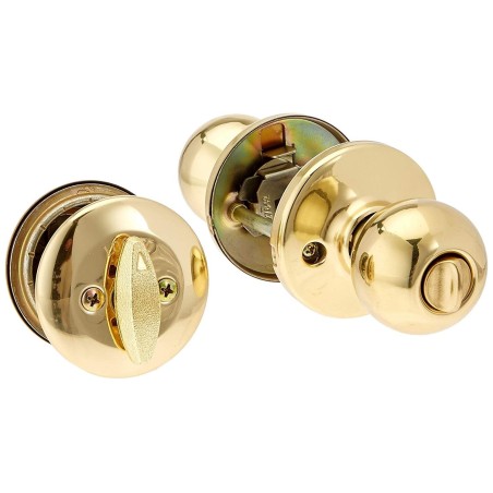 Tuff Bros Brass Single Cylinder Deadbolt Entrance Entry Door Knob Lock Combo Set, KW36881