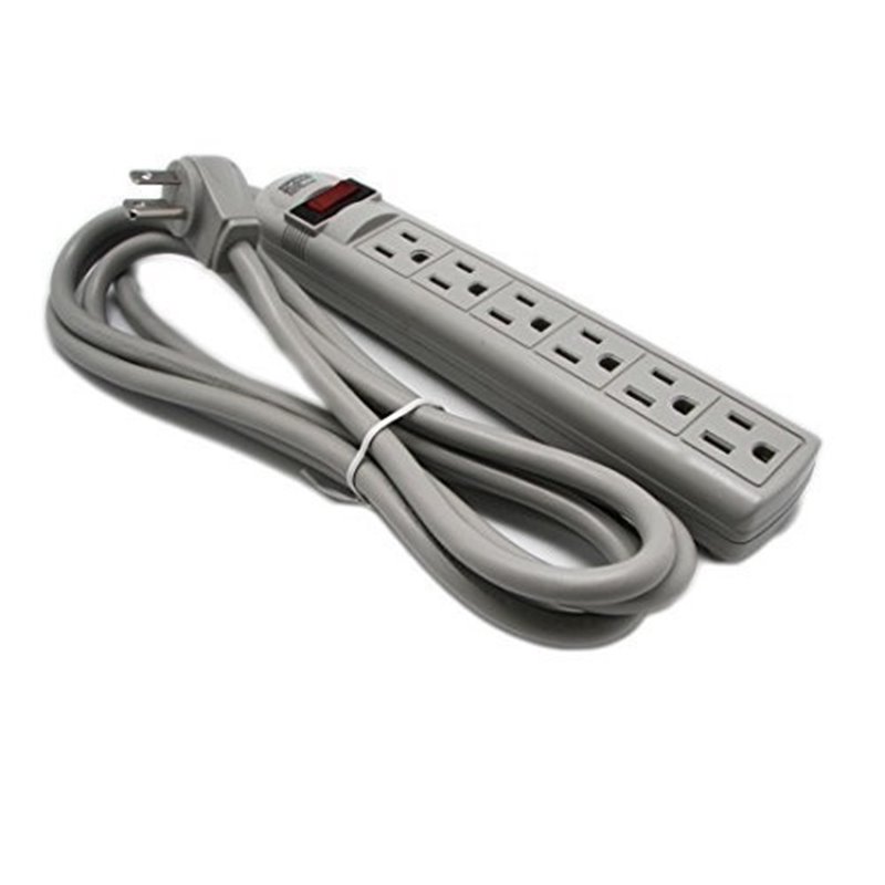 6 AC Outlet 8ft Extra Long Power Cord Power Electrical Wall Flat Type Plug  Socket Surge Protector Strip Switch Adapter