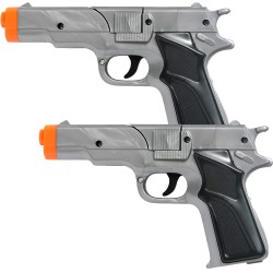 LOT OF 2 - SILVER CAP GUN PISTOL REVOLVER DETECTIVE POLICE COWBOY TOY COLT 45